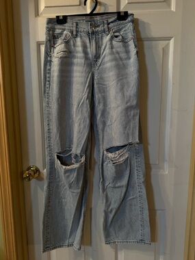 American Eagle Strigid Stovepipe Jeans - High Waisted Straight Leg 4 Long